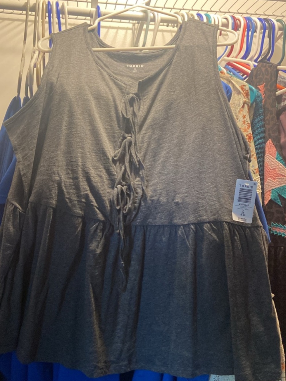 Torrid Heritage Slub Front Tie Peplum Tank Size 2X